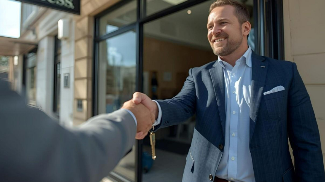 A person shaking hands with another person