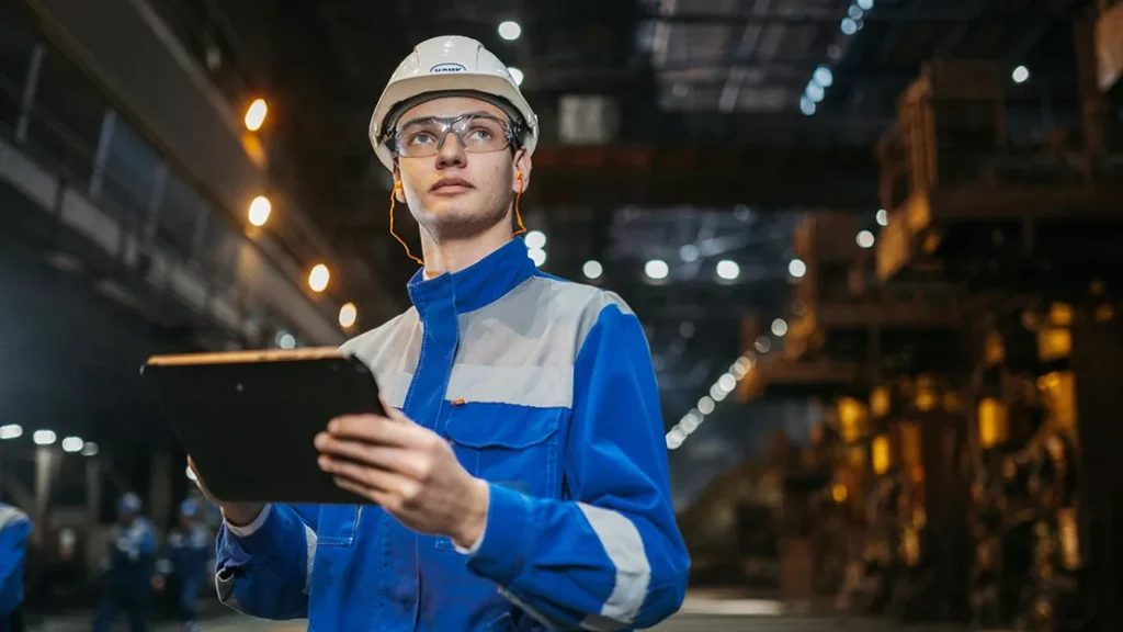 Manufacturing Worker Wearing Uniform