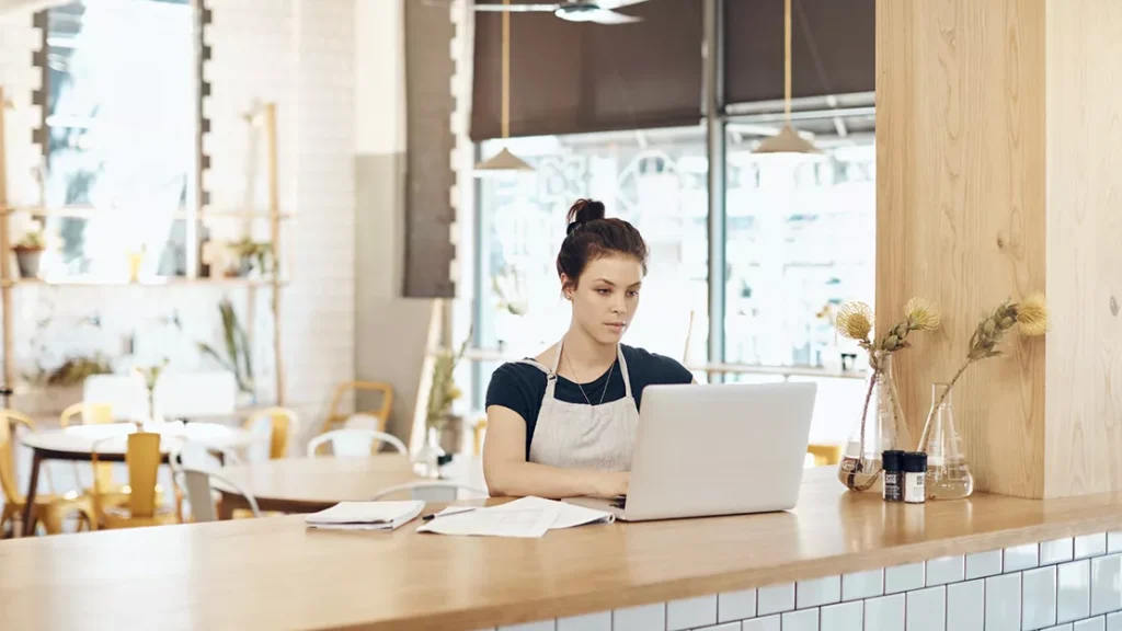 Woman working on a computer